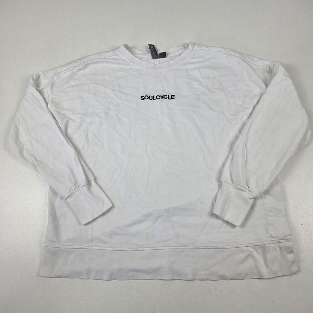 SoulCycle Sweaty Betty‎ Sweatshirt Womens Large White Modal Pullover Thumbholes